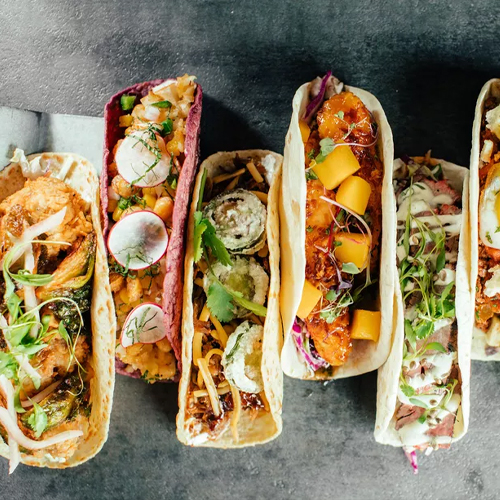 Row of tacos