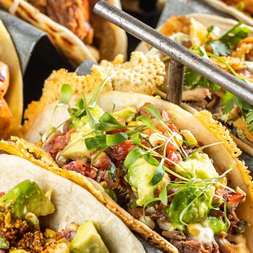 detail of assorted tacos